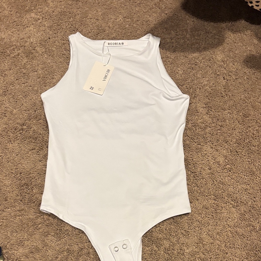 NET high neck ReoRia xs White Sleeveless One-Piece Bodysuit